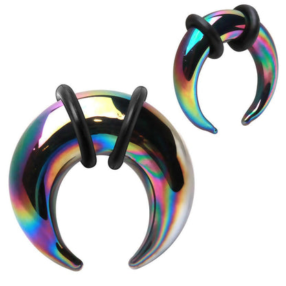 Rainbow Glass Pincher Taper with O-Rings Tapers Impulse Piercings 6GA