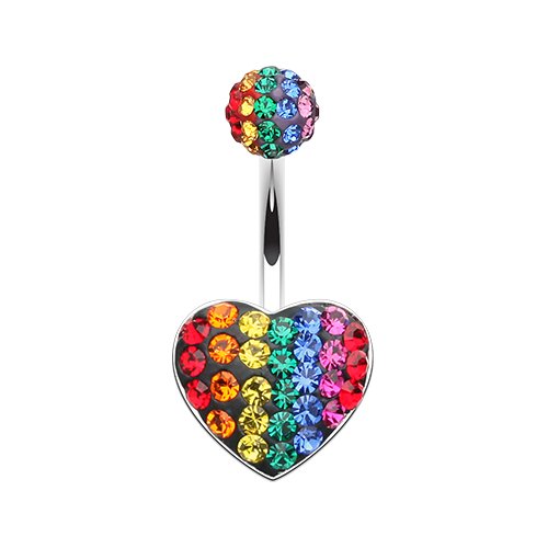 Rainbow Heart Multi-Sprinkle Dot Belly Button Ring Navel Ring Impulse Piercings