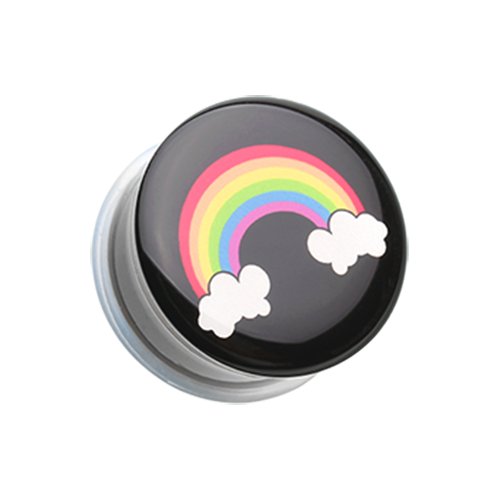 Rainbow On Clouds Single Flared Ear Gauge Plug Plugs Impulse Piercings 2 GA (6.5mm)