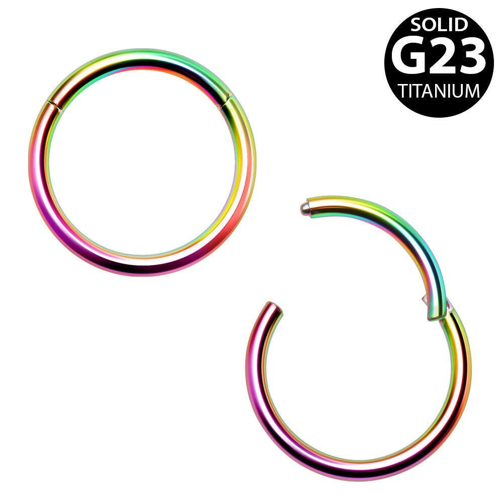 Rainbow PVD Plated Titanium Seamless Clicker Ring Cartilage  5/16"