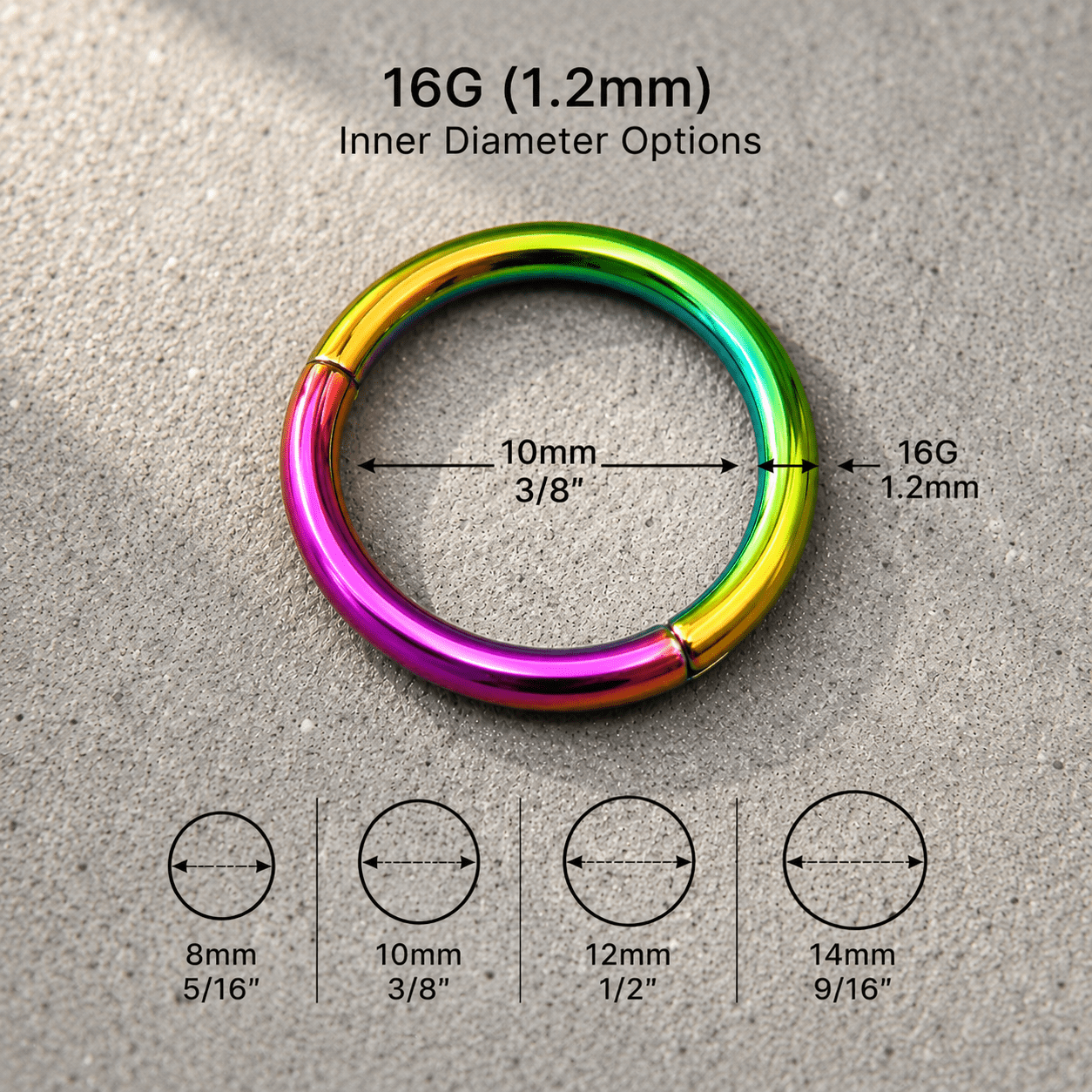 Rainbow PVD Plated Titanium Seamless Clicker Ring - Skin Metals