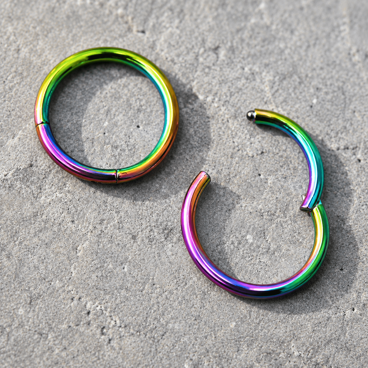 Rainbow PVD Plated Titanium Seamless Clicker Ring - Skin Metals