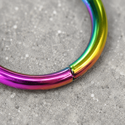 Rainbow PVD Plated Titanium Seamless Clicker Ring - Skin Metals