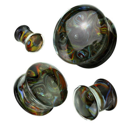 Rainbow Swirl Double Flare Glass Plug Plugs Impulse Piercings 2GA (6mm)