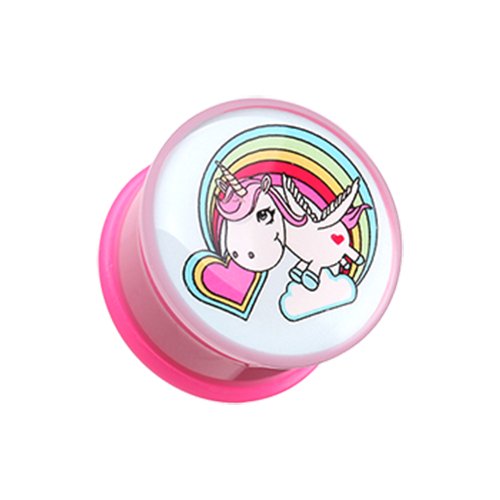 Rainbow Unicorn Single Flared Ear Gauge Plug Plugs Impulse Piercings 2 gauge (6.5mm)