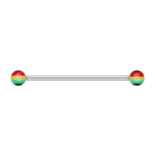 Rasta Jamaican Industrial Barbell Industrial Barbell Impulse Piercings 1-3/8" (35mm) 3/16" (5mm)