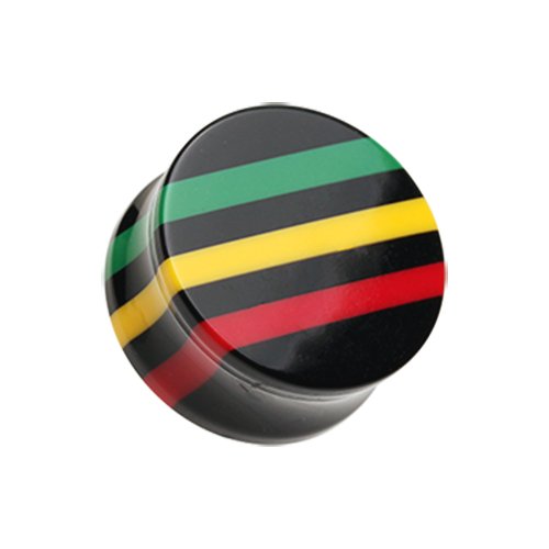 Rasta Jamaican Stripe Double Flared Ear Gauge Plug Plugs Impulse Piercings 6 gauge (4mm)