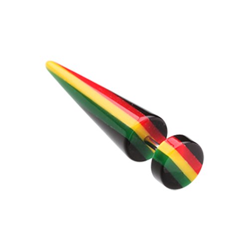 Rasta Jamaican Stripe UV Acrylic Fake Taper Fake Plug Earrings Impulse Piercings 18 gauge(1mm)