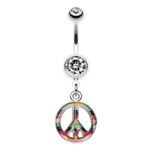 Rasta Stripe Peace Belly Button Ring Navel Ring Impulse Piercings