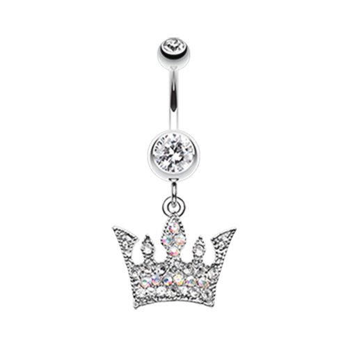 Regal Crown Belly Button Ring Navel Ring Impulse Piercings Clear