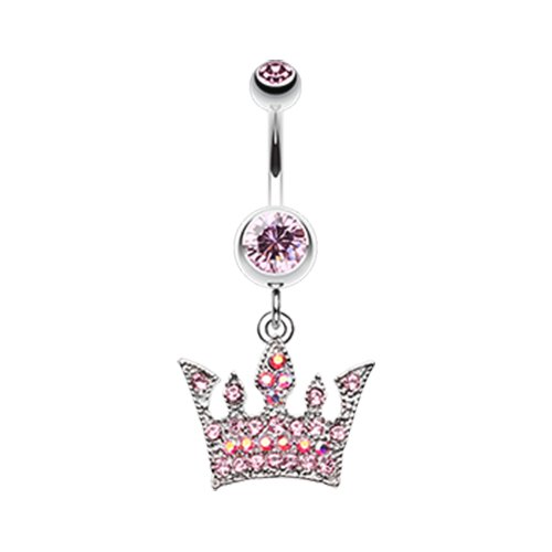 Regal Crown Belly Button Ring Navel Ring Impulse Piercings Light Pink