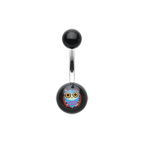 Retro Owl Acrylic Logo Belly Button Ring Navel Ring Impulse Piercings