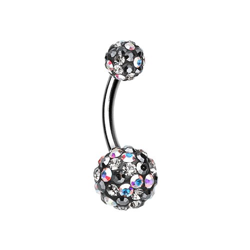 Retro Sprinkles Multi-Sprinkle Dot Sparkle Belly Button Ring Navel Ring Impulse Piercings 14 gauge (1.6mm) Aurora Borealis/Hematite/Black Diamind