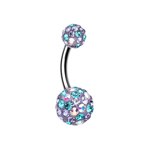 Retro Sprinkles Multi-Sprinkle Dot Sparkle Belly Button Ring Navel Ring Impulse Piercings 14 gauge (1.6mm) Teal/Tanzanite/Aurora Borealis