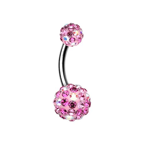 Retro Sprinkles Multi-Sprinkle Dot Sparkle Belly Button Ring Navel Ring Impulse Piercings 14 gauge (1.6mm) Aurora Borealis/Fuchsia/Light Pink