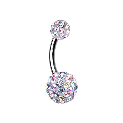 Retro Sprinkles Multi-Sprinkle Dot Sparkle Belly Button Ring Navel Ring Impulse Piercings 14 gauge (1.6mm) Aurora Borealis/LT.Pink/Tanzanite