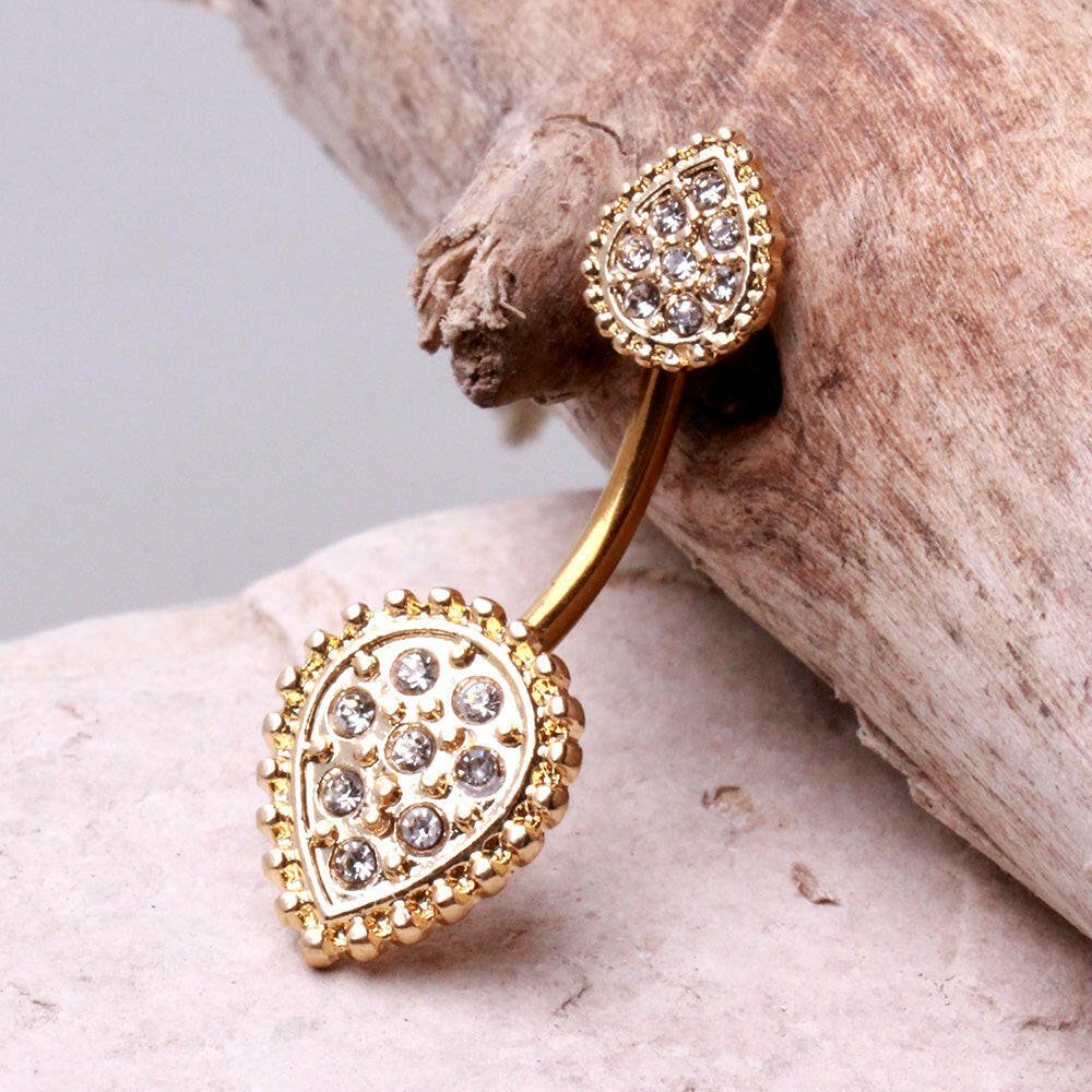 Reverse Teardrop Gold Plated Navel Ring Navel Ring Impulse Piercings