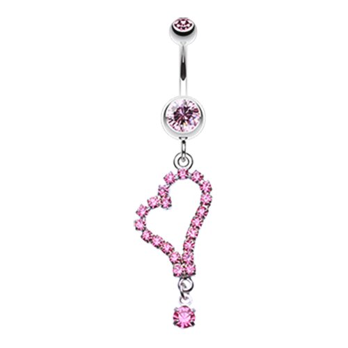 Romantic Curved Heart Belly Button Ring Navel Ring Impulse Piercings Light Pink