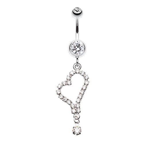 Romantic Curved Heart Belly Button Ring Navel Ring Impulse Piercings Clear