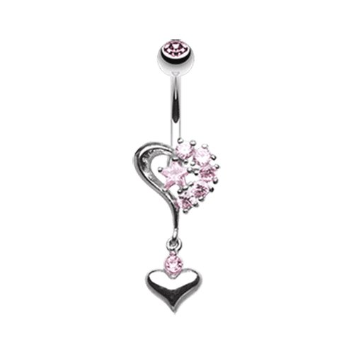 Romantic Double Heart with Star Belly Button Ring Navel Ring Impulse Piercings