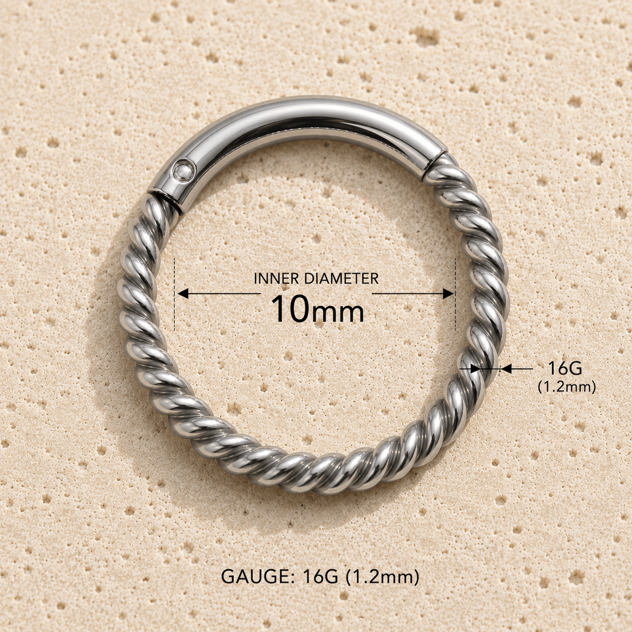 Stainless Steel Rope Design Seamless Clicker Ring - Skin Metals