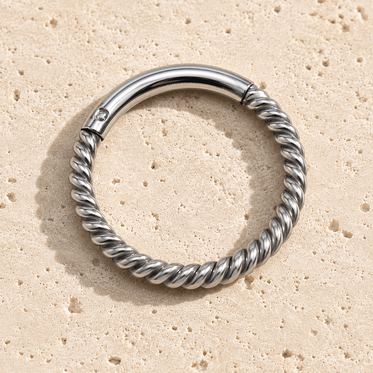 Stainless Steel Rope Design Seamless Clicker Ring - Skin Metals