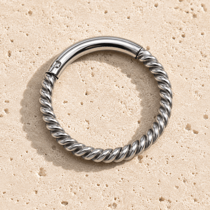 Stainless Steel Rope Design Seamless Clicker Ring - Skin Metals
