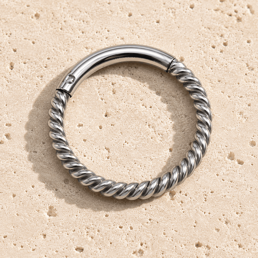 Stainless Steel Rope Design Seamless Clicker Ring - Skin Metals