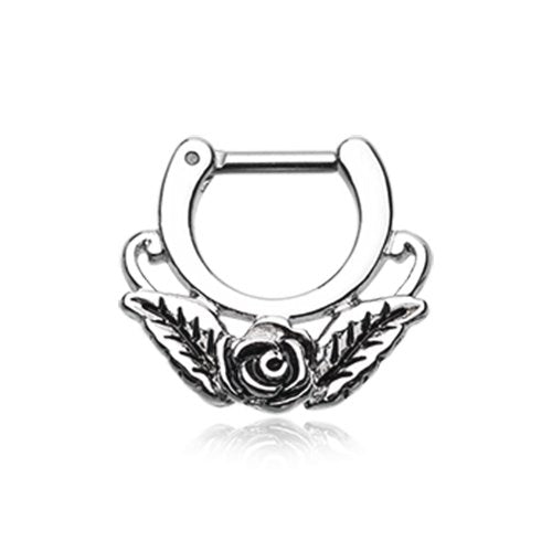 Rose Blossom Icon Septum Clicker Septum Ring Impulse Piercings 16 GA (1.2mm) 1/4" (6mm)