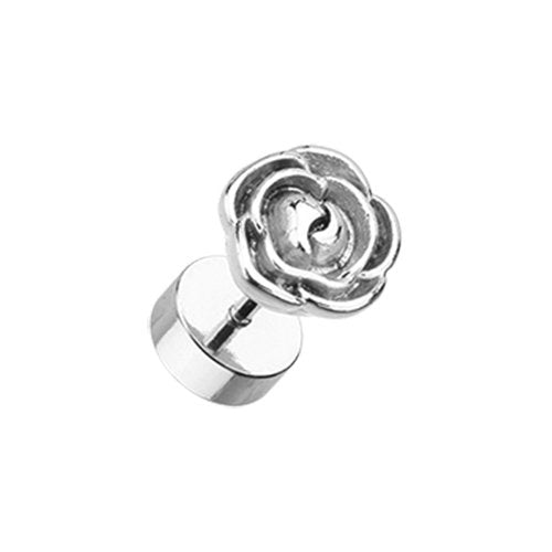 Rose Blossom Steel Fake Plug Fake Plug Impulse Piercings 18 gauge (1mm)