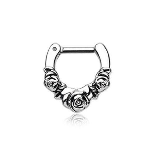 Rose Garden Icon Septum Clicker Septum Ring Impulse Piercings 16 GA (1.2mm) 1/4" (6mm)