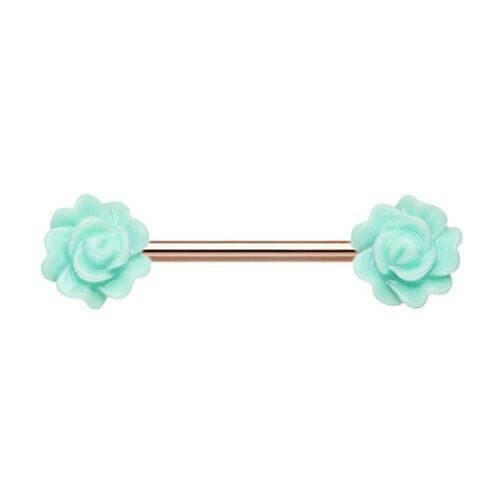 Rose Gold Acrylic Rose Nipple Barbell Ring Nipple Ring Impulse Piercings