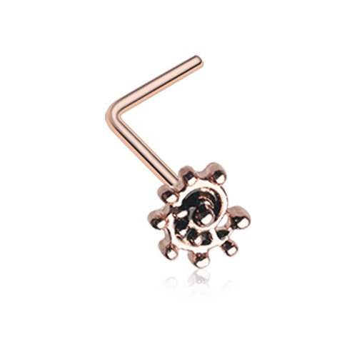 Rose Gold Ambro Swirl Filigree Icon L-Shaped Nose Ring Nose Ring Impulse Piercings