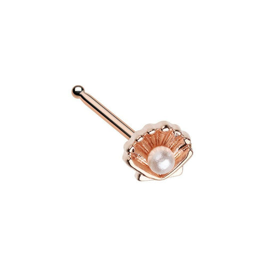 Rose Gold Ariel's Pearl Shell Nose Stud Ring Nose Ring Impulse Piercings Default Title