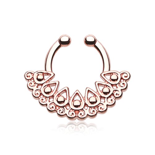 Rose Gold Arioso Filigree Fake Septum Clip-On Ring Fake Septum Ring Impulse Piercings