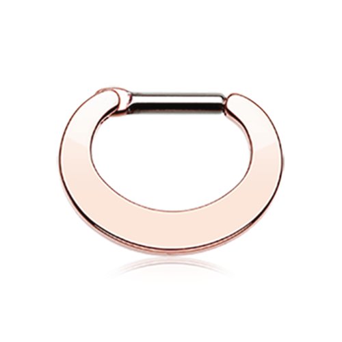 Rose Gold Basic Steel Loop Septum Clicker Septum Ring Impulse Piercings 16 GA (1.2mm) 1/4" (6mm)