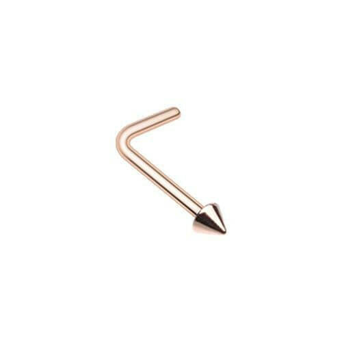 Rose Gold Basic Steel Spike L-Shape Nose Ring Nose Ring Impulse Piercings Default Title