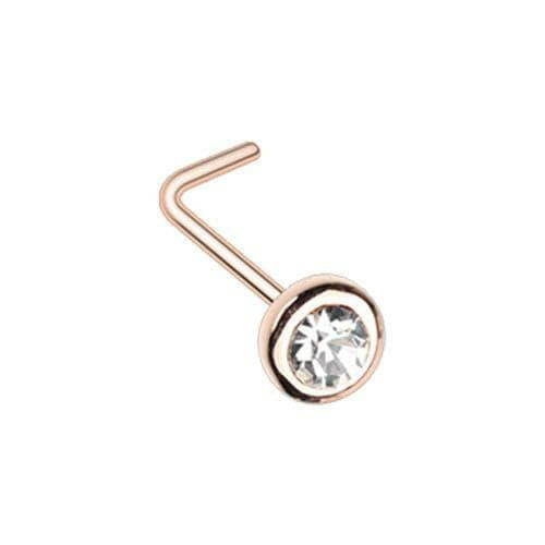 Rose Gold Benevolent Bezel Gem L-Shape Nose Ring Nose Ring Impulse Piercings Default Title