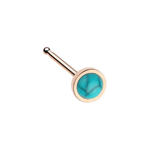 Rose Gold Bezel Set Synthetic Turquoise Stone Nose Stud Ring Nose Ring Impulse Piercings Default Title