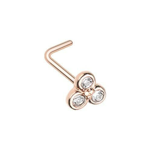 Rose Gold Bezel Trilogy L-Shape Nose Ring Nose Ring Impulse Piercings Default Title