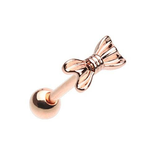 Rose Gold Bow Tie Steel Barbell Barbell Impulse Piercings