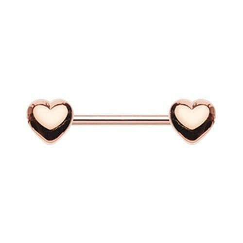 Rose Gold Classic Heart Nipple Barbell Ring Nipple Ring Impulse Piercings