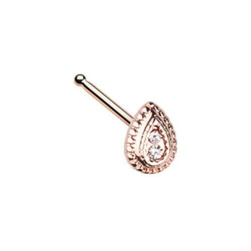 Rose Gold Classic Ornate Teardrop Nose Stud Ring Nose Ring Impulse Piercings Default Title