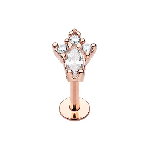 Rose Gold Classy Victorian CZ Top Steel Labret Labret Impulse Piercings