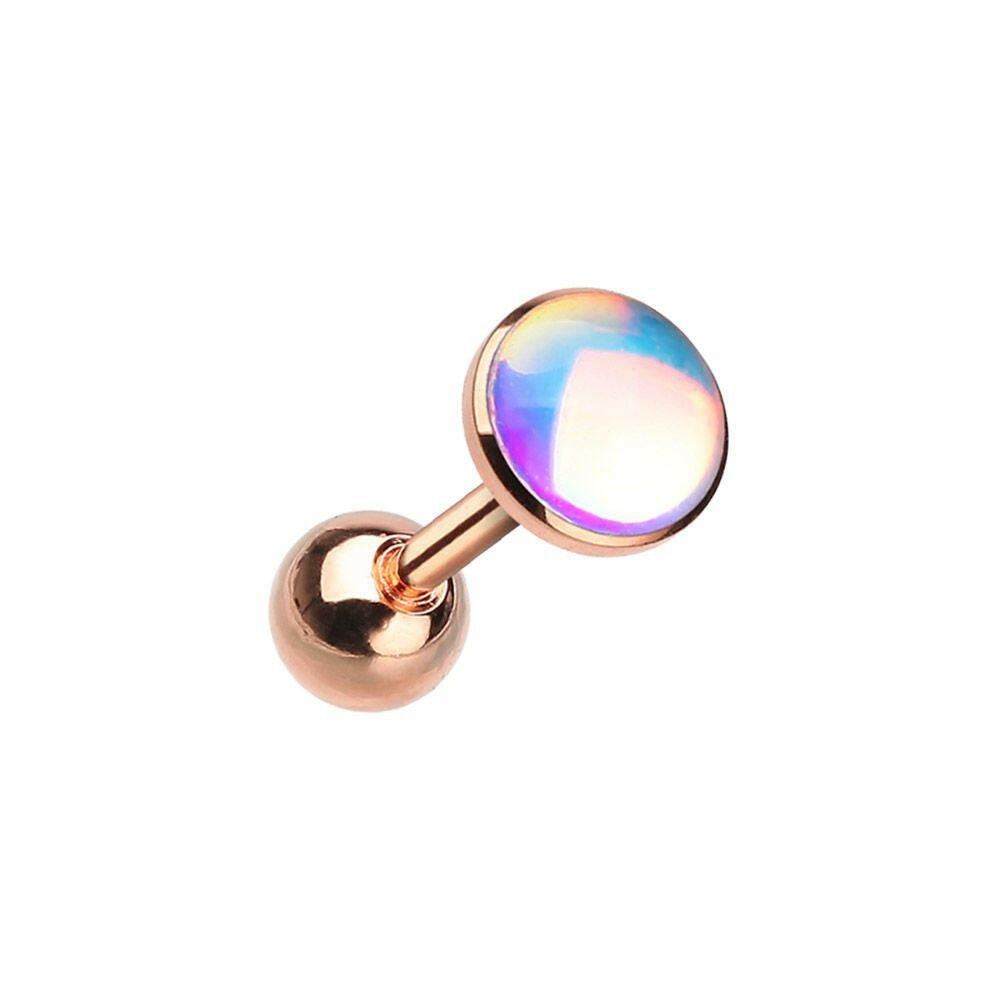 Rose Gold Convex Synthetic Moonstone Cartilage Tragus Earring Cartilage Earring Impulse Piercings