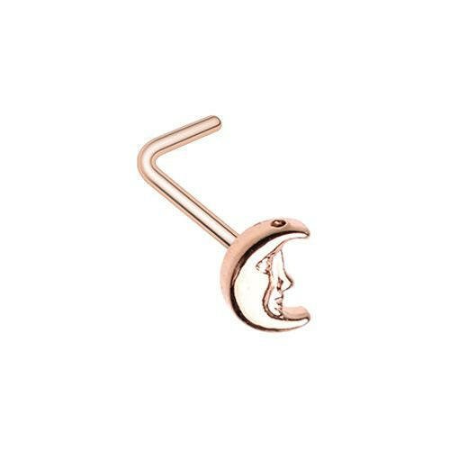 Rose Gold Cresent Moon Face Nose L-Shape Nose Ring Nose Ring Impulse Piercings Default Title