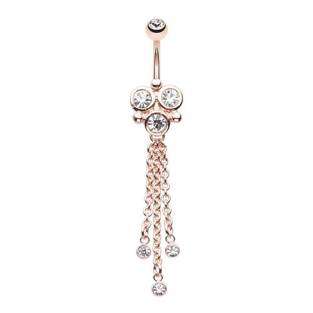 Rose Gold Crop Circles Dangling Belly Button Ring Navel Ring Impulse Piercings