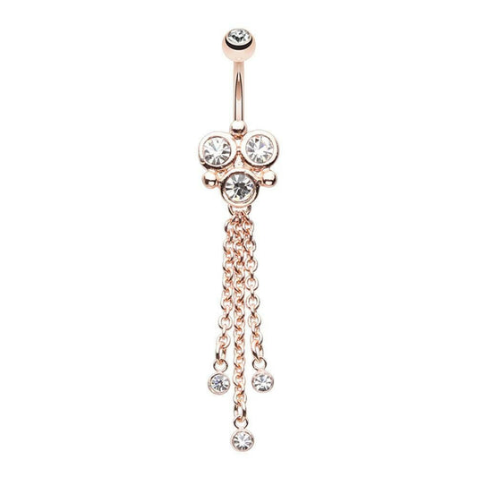 Rose Gold Crop Circles Dangling Belly Button Ring Navel Ring Impulse Piercings