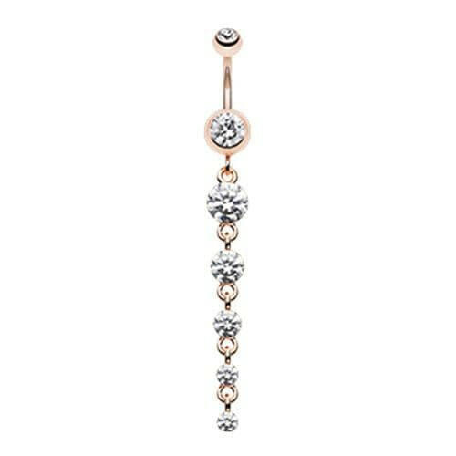 Rose Gold Crystalline Droplets Fall Belly Button Ring Navel Ring Impulse Piercings