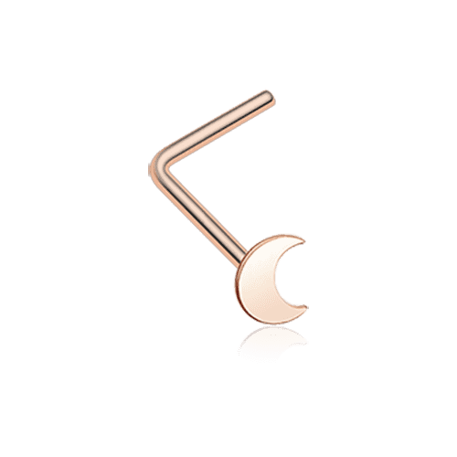 Rose Gold Dainty Crescent Moon Icon L-Shaped Nose Ring Nose Ring Impulse Piercings